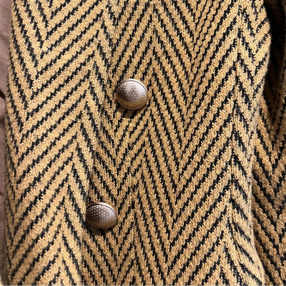 L'AGENCE Mustard and Black Herringbone Double-Breasted Blazer - Picture 4 of 4